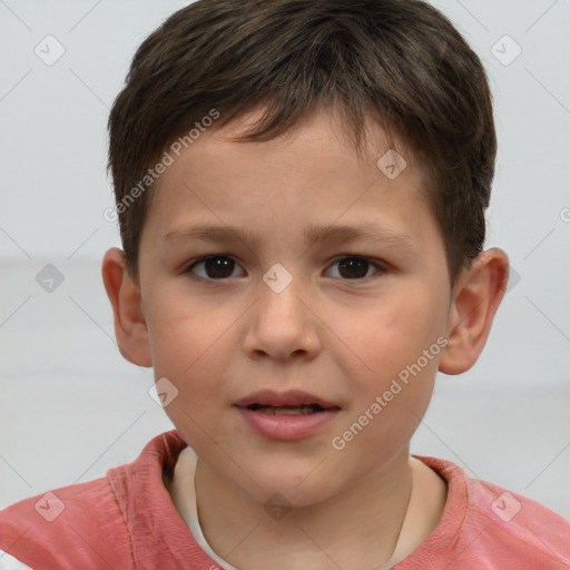 Neutral white child male with short  brown hair and brown eyes