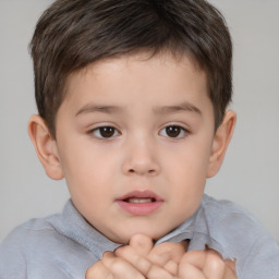 Neutral white child male with short  brown hair and brown eyes