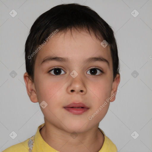 Neutral white child female with short  brown hair and brown eyes