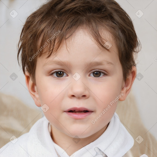 Neutral white child female with short  brown hair and brown eyes