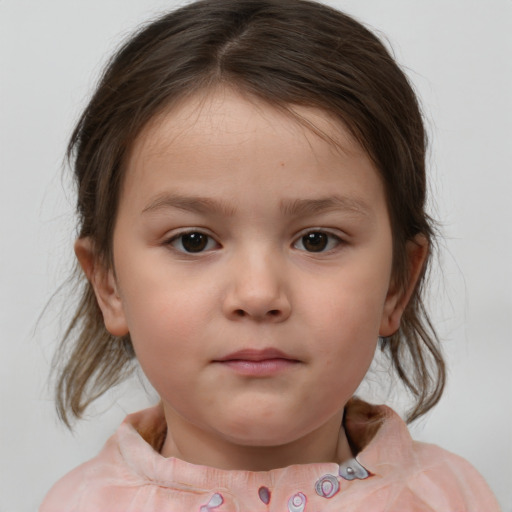 Neutral white child female with medium  brown hair and brown eyes