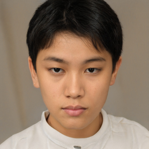 Neutral asian child female with short  brown hair and brown eyes