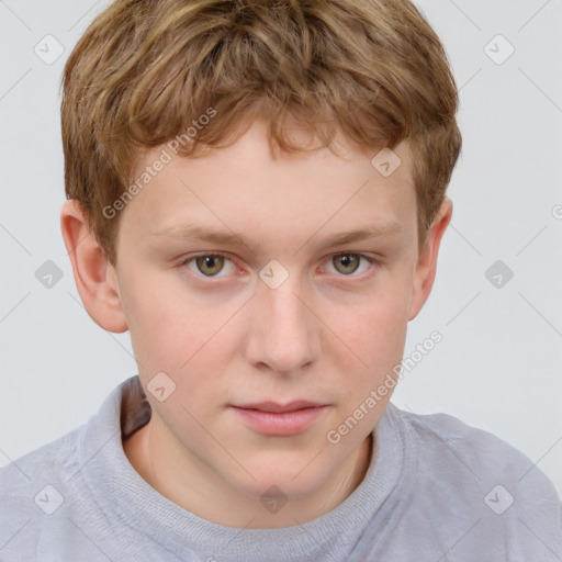 Neutral white child male with short  brown hair and grey eyes