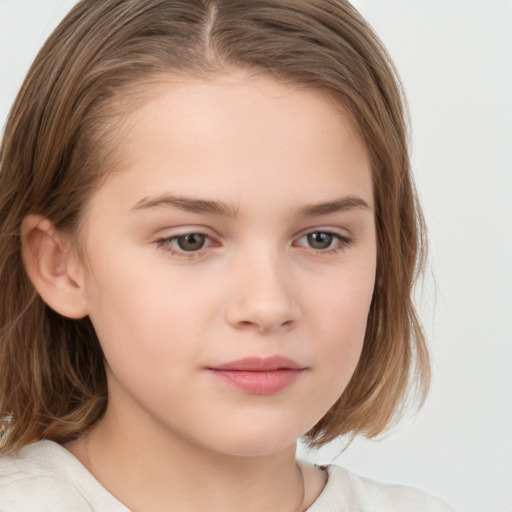 Neutral white child female with medium  brown hair and brown eyes