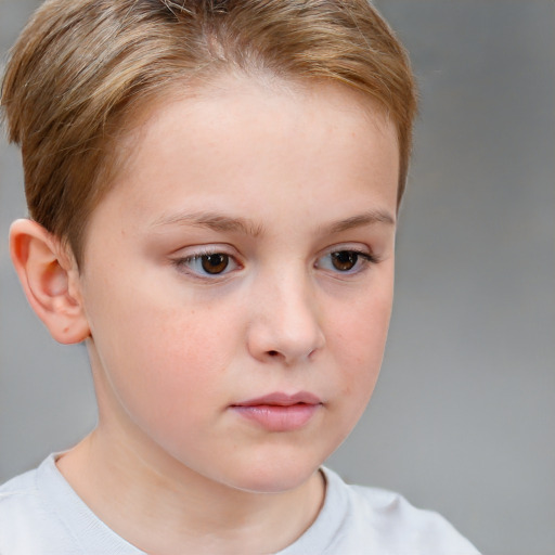 Neutral white child female with short  brown hair and brown eyes