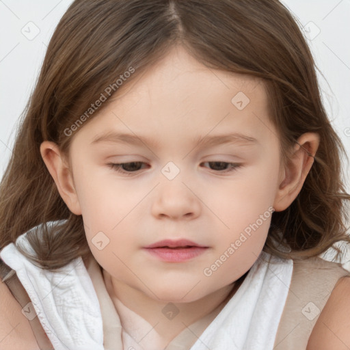 Neutral white child female with medium  brown hair and brown eyes