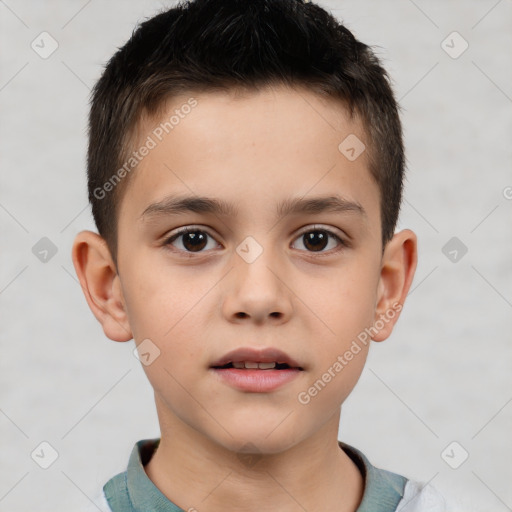 Neutral white child male with short  brown hair and brown eyes