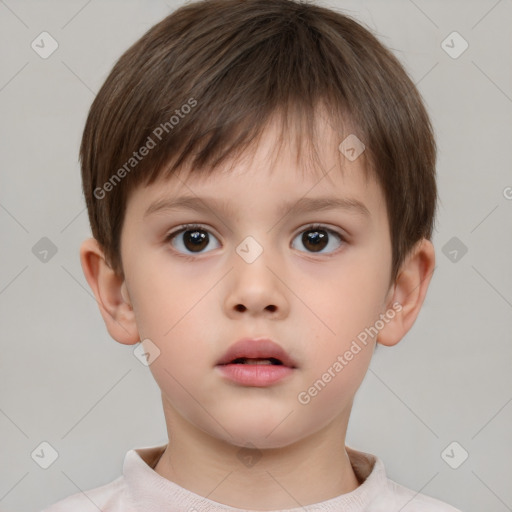 Neutral white child male with short  brown hair and brown eyes