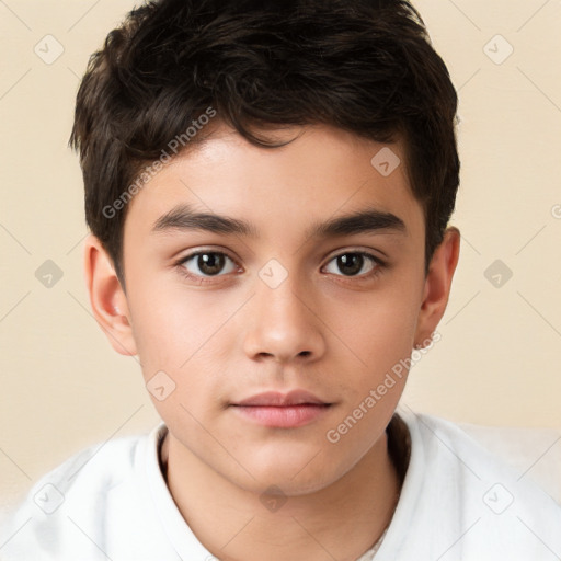 Neutral white child male with short  brown hair and brown eyes