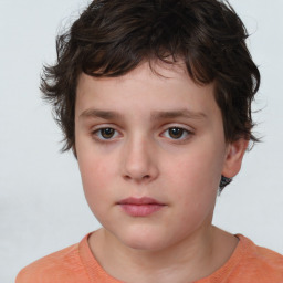 Neutral white child male with short  brown hair and brown eyes