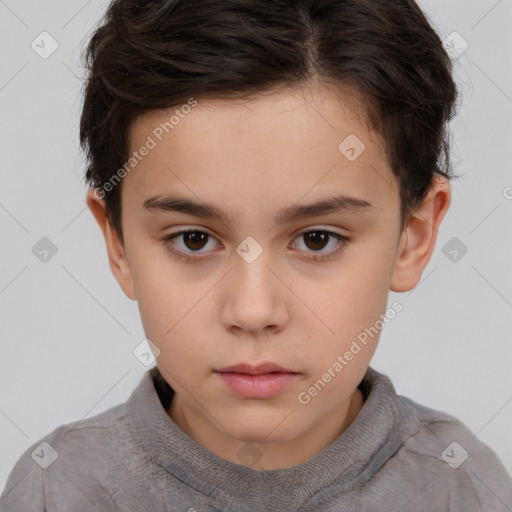 Neutral white child female with short  brown hair and brown eyes