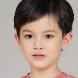 Neutral white child male with short  brown hair and brown eyes