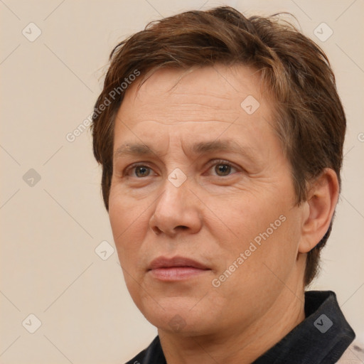 Neutral white adult male with short  brown hair and brown eyes