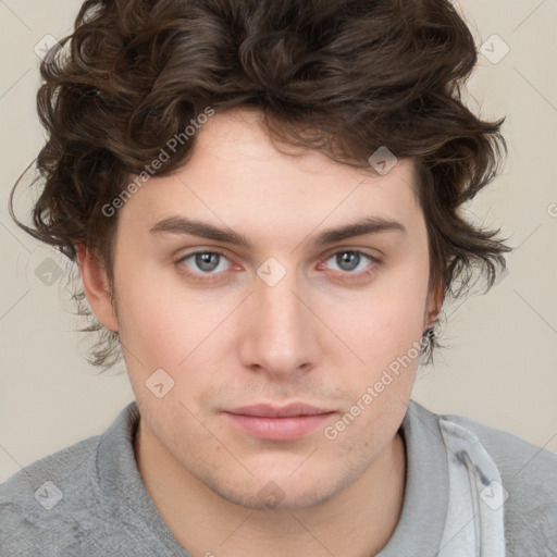 Neutral white young-adult male with medium  brown hair and brown eyes