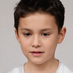 Neutral white child male with short  brown hair and brown eyes