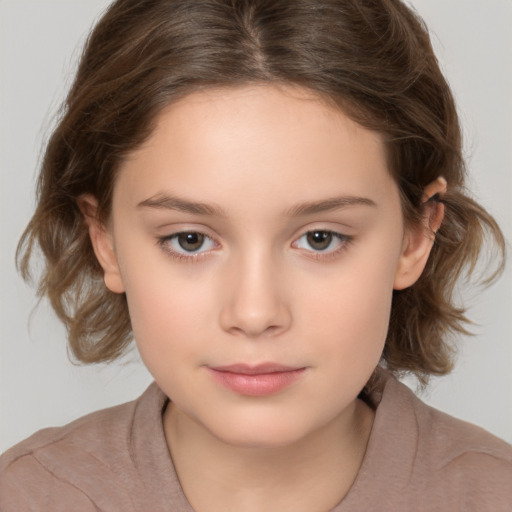 Neutral white child female with medium  brown hair and brown eyes