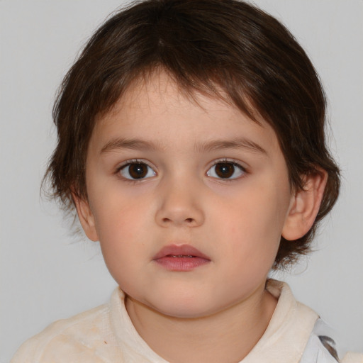 Neutral white child female with medium  brown hair and brown eyes