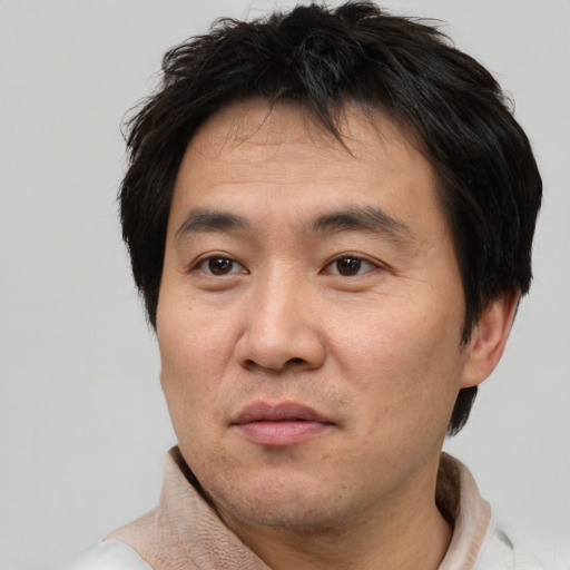 Neutral white adult male with short  brown hair and brown eyes