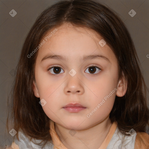 Neutral white child female with medium  brown hair and brown eyes