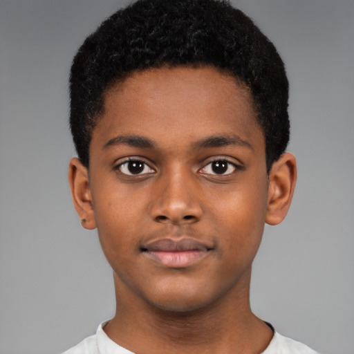 Neutral black child male with short  brown hair and brown eyes