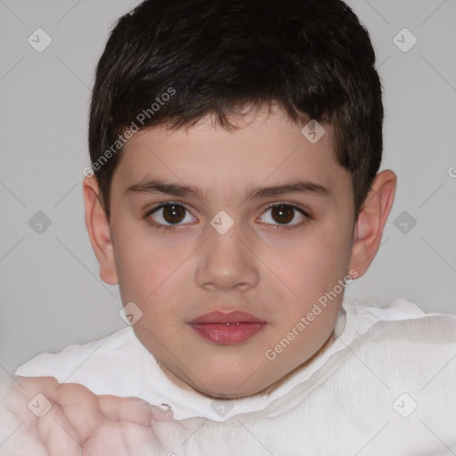 Neutral white child male with short  brown hair and brown eyes