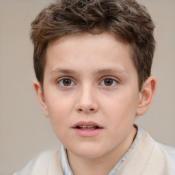 Neutral white child male with short  brown hair and brown eyes