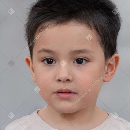 Neutral white child male with short  brown hair and brown eyes