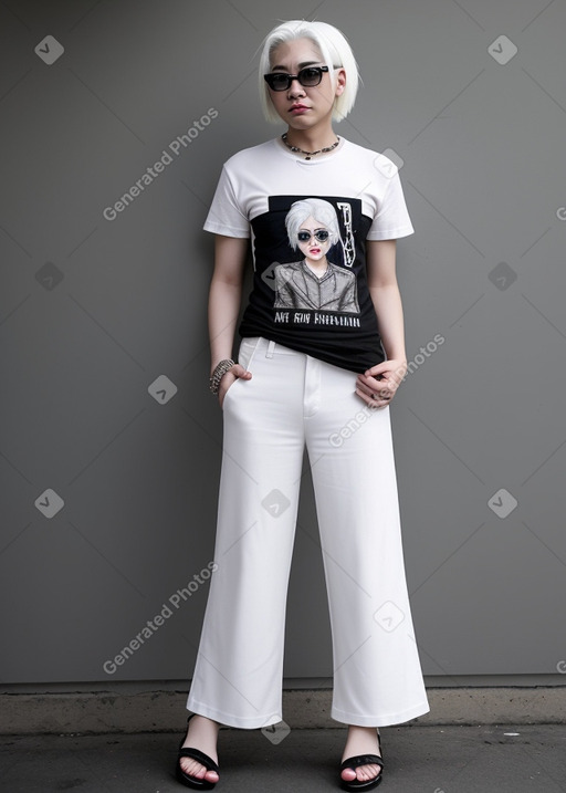 Vietnamese adult non-binary with  white hair