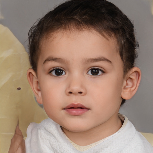 Neutral white child male with short  brown hair and brown eyes