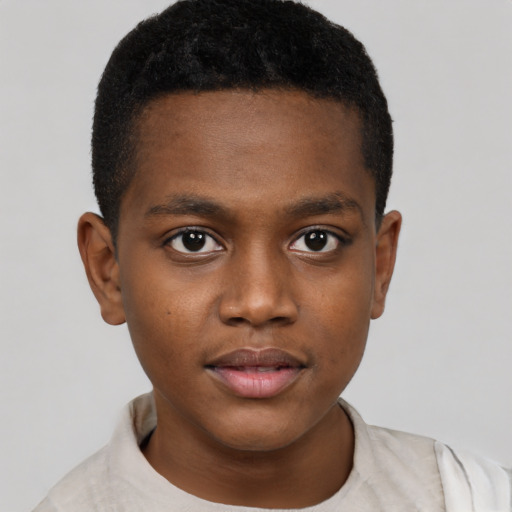 Neutral black child male with short  brown hair and brown eyes