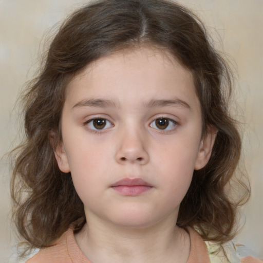 Neutral white child female with medium  brown hair and brown eyes