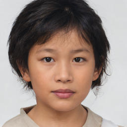 Neutral asian young-adult female with medium  brown hair and brown eyes