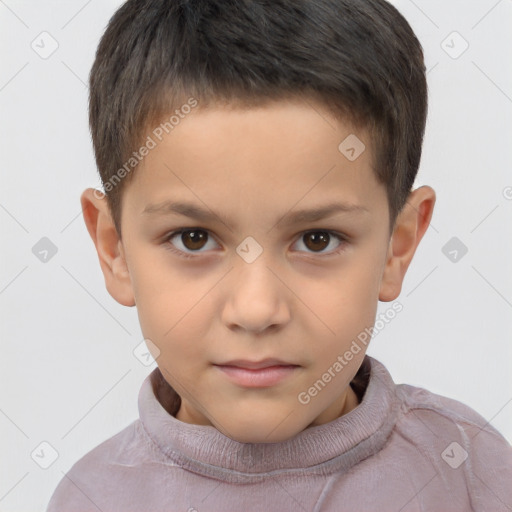 Neutral white child male with short  brown hair and brown eyes