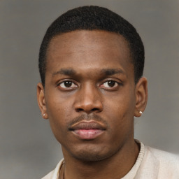 Neutral latino young-adult male with short  brown hair and brown eyes