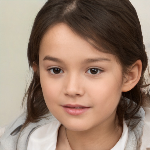 Neutral white child female with medium  brown hair and brown eyes