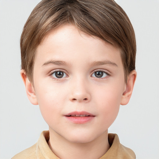 Neutral white child male with short  brown hair and brown eyes