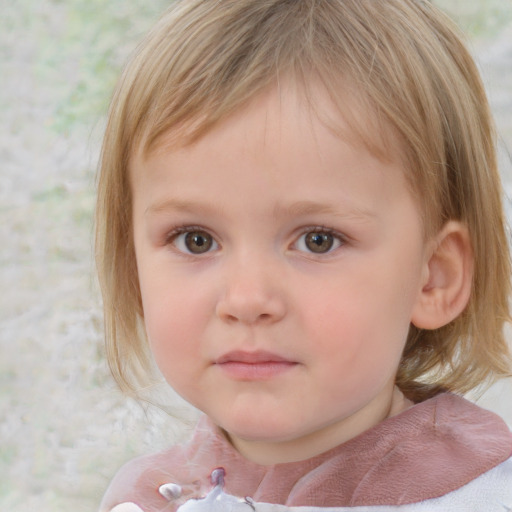 Neutral white child female with medium  blond hair and blue eyes