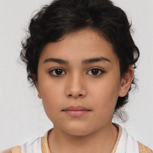 Neutral asian child female with medium  brown hair and brown eyes