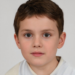 Neutral white child male with short  brown hair and brown eyes