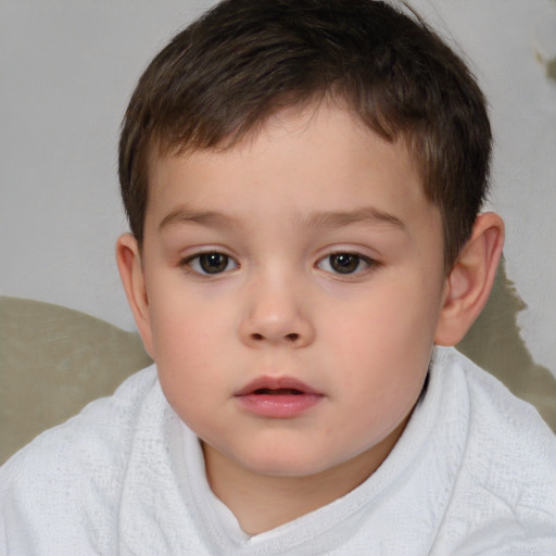 Neutral white child male with short  brown hair and brown eyes