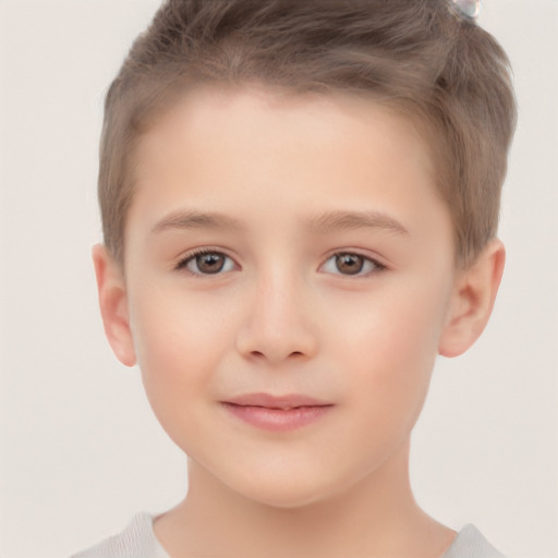 Neutral white child male with short  brown hair and brown eyes