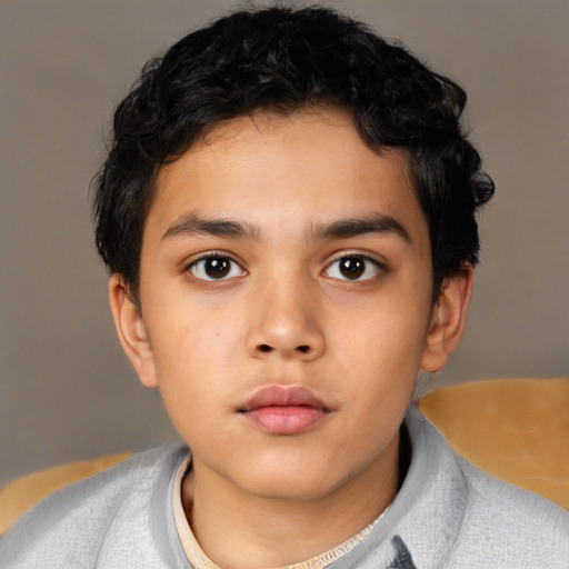 Neutral asian child male with short  brown hair and brown eyes
