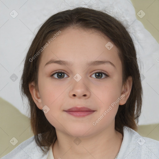 Neutral white child female with medium  brown hair and brown eyes