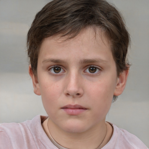 Neutral white child male with short  brown hair and brown eyes