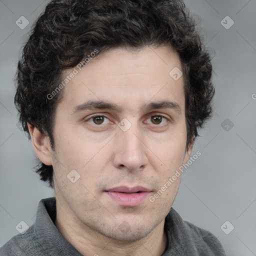 Neutral white adult male with short  brown hair and brown eyes