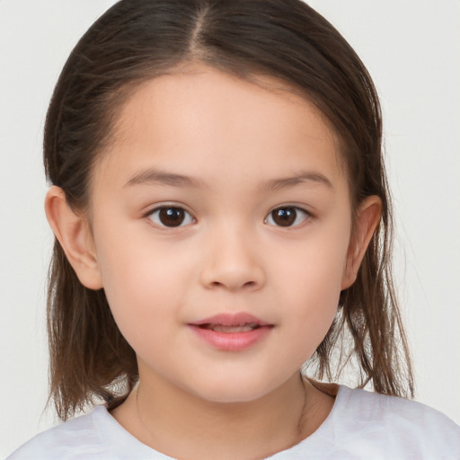 Neutral white child female with medium  brown hair and brown eyes