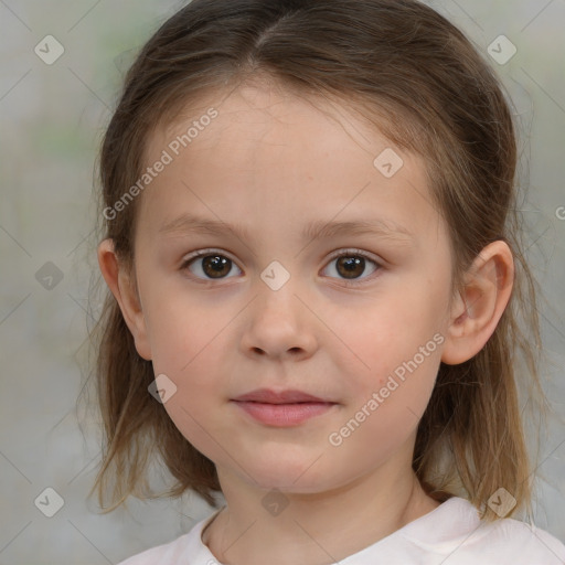 Neutral white child female with medium  brown hair and brown eyes