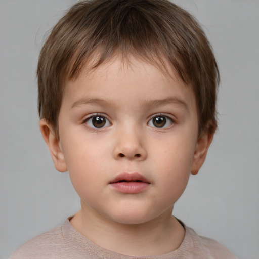 Neutral white child male with short  brown hair and brown eyes