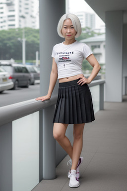 Singaporean adult female with  white hair