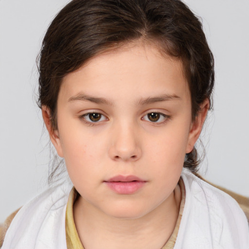 Neutral white child female with medium  brown hair and brown eyes